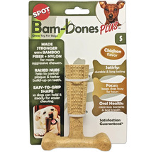 Bam-Bones Plus Hundespielzeug aus Bambusfaser und Nylon mit Noppen und Hühnchengeschmack in Größe S.