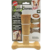 Spot Logo. Bam-Bones Plus Kauspielzeug für Hunde aus Bambusfaser und Nylon mit Hähnchengeschmack und Noppen zur Zahnpflege in Größe Medium.