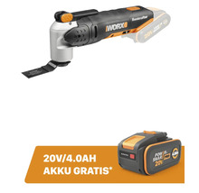 WORX Akku-Multitool Sonicrafter 20V mit Sägeblatt und zusätzlichem gratis 20V 4,0Ah Power Share Pro Akku.