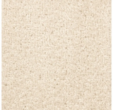 Nahaufnahme eines cremefarbenen Teppichbodens mit Hochflor-Struktur.