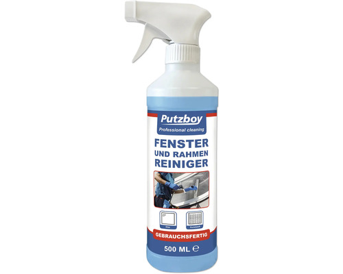 Putzboy Fenster- und Rahmenreiniger, 500 Milliliter Sprühflasche, gebrauchsfertig, geeignet für Glas und Kunststoff.