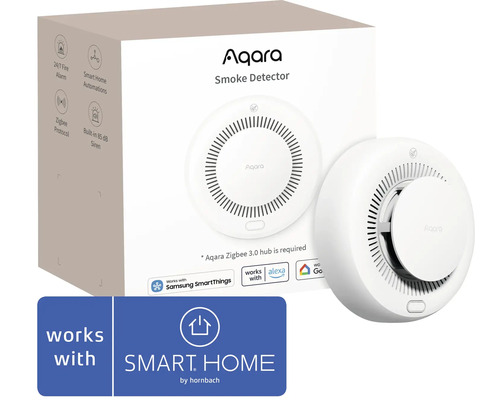 Aqara Rauchmelder Zigbee 3.0 weiß - Kompatibel mit SMART HOME by hornbach Aqara Rauchmelder mit Zigbee 3.0 Protokoll, integrierter Sirene mit 85 Dezibel, kompatibel mit SMART HOME by hornbach, Alexa und Google Home.