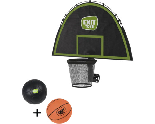 EXIT Toys Basketballkorb mit halbkreisförmiger Rückwand, Netz und zwei Bällen inklusive EXIT Toys Logo
