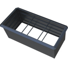 Rechteckiger Hochbeet-Rahmen aus Metall in Anthrazit mit stabilisierenden Querstreben.