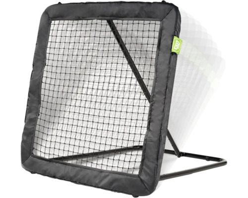 EXIT Toys Multisport Rebounder Kickback für Fußball und Handball, verstellbarer Neigungswinkel, schwarzer Metallrahmen mit Netz.