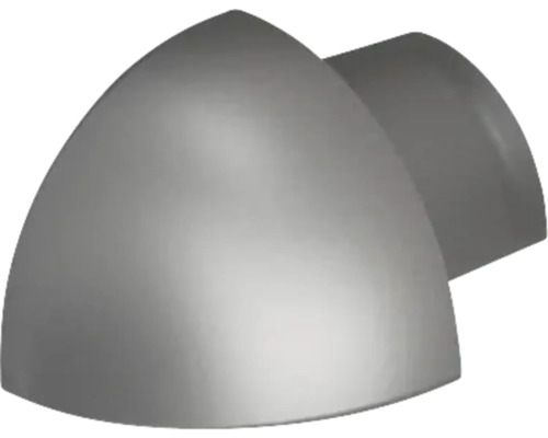 Abdeckkappe für Handlauf aus Metall in Edelstahl-Optik, abgerundete Form.