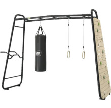 Outdoor Fitnessstation GetSet mit Kletterwand Boxsack Turnringen und Dip Station von EXIT Toys