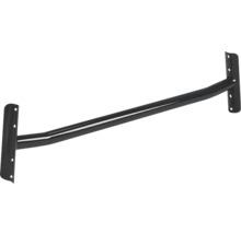 Schwarze Metallstange mit Befestigungsplatten zur Wandmontage.