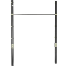 EXIT Toys Reckstange aus Metall mit zwei schwarzen Pfosten, EXIT Toys Logo und einer silbernen höhenverstellbaren Turnstange.