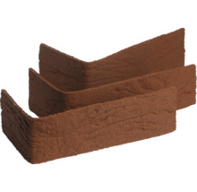 Braune Eckverblender in L-Form mit strukturierter Holzoptik.