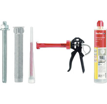 fischer Powermörtel FIS HT II 300 T Set mit Injektionsmörtel, Auspresspistole, Statikmischer, Ankerstange und Siebhülse.