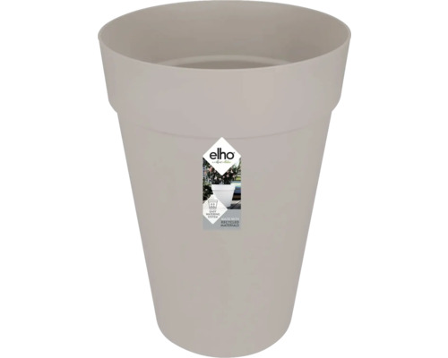 Pflanzvase Elho Loft Urban Kunststoff Ø 35 cm H 45 cm warmes grau Grauer elho Blumentopf aus recyceltem Kunststoff mit einfachem Bewässerungssystem.