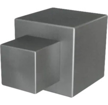Möbelknopf quadratisch aus Metall in Edelstahloptik, modernes Design.