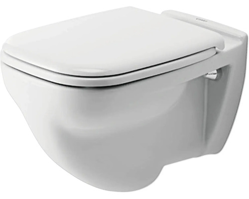 Wandhängendes WC aus Keramik mit passendem WC-Sitz.