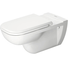 Wand-WC aus weißer Keramik mit geschlossenem WC-Sitz.