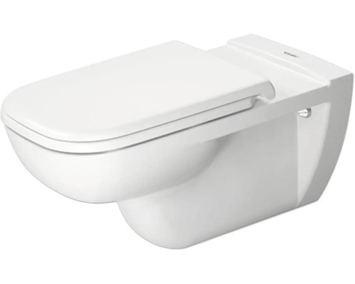 Wand-WC aus weißer Keramik mit geschlossenem WC-Sitz.