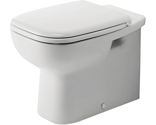 Bodenstehendes WC mit passendem WC-Sitz, wandbündige Ausführung.