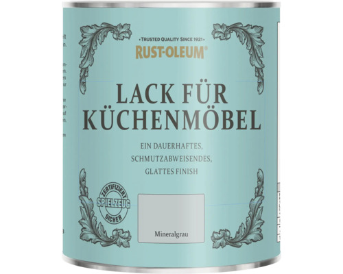 Rust-Oleum Lack für Küchenmöbel Mineralgrau, zertifiziert spielzeugsicher, schmutzabweisendes, glattes Finish.
