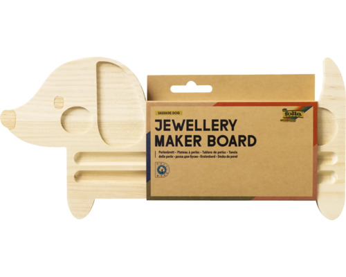 Folia Perlenbrett aus Holz in Form eines Dackels für die Schmuckherstellung mit Vertiefungen für Perlen.