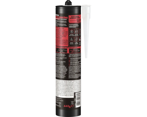 Pattex Montagekleber Kleben statt Bohren Schwere Gegenstände, 440 Gramm Kartusche mit Dosierspitze.