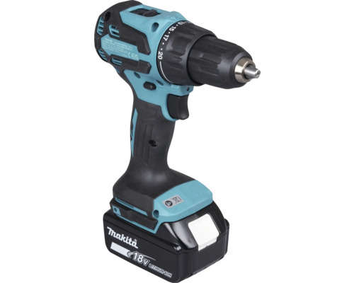 Türkisfarbener und schwarzer Makita 18 Volt Lithium-Ionen Akku-Schlagbohrschrauber