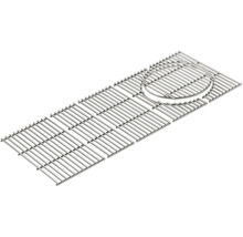 Grillrost aus Edelstahl, rechteckig, mit runder Aussparung für Grill-Zubehör.