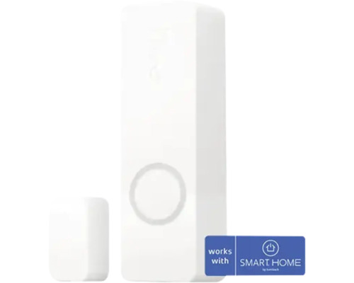 Philips hue Secure Kontaktsensor weiß Weißer Tür- und Fensterkontakt aus zwei Teilen mit Smart Home by Hornbach Logo.