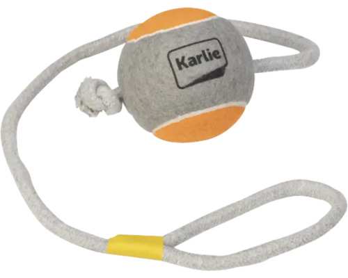 Karlie Hundespielzeug Wurftau mit grau-orangem Ball und Handschlaufe