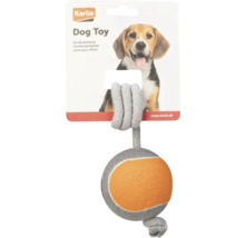 Karlie Hundespielzeug Seil mit Tennisball aus Stoff, Karlie Logo.