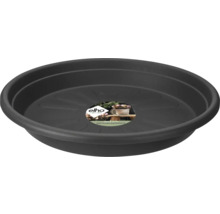 Runder Elho Untersetzer aus recyceltem Kunststoff in Anthrazit für Pflanztöpfe.