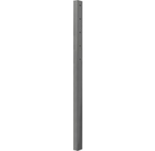 Quadratischer Zaunpfosten aus Metall in Anthrazit mit vorgebohrten Löchern.