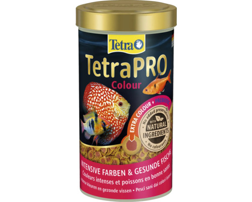 TetraPRO Colour Fischfutter in Chipform für intensive Farben und gesunde Fische, Premium-Hauptfutter mit natürlichen Inhaltsstoffen und Prebiotika.