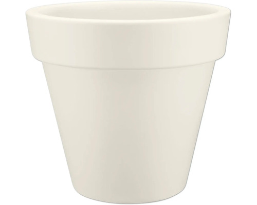 Glatter konischer Blumentopf mit breitem Rand in cremeweiß.