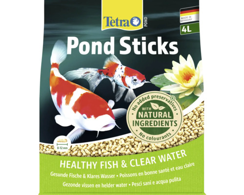 Tetra Pond Sticks Teichfischfutter für gesunde Fische und klares Wasser, 4 Liter, Pelletgröße 8 bis 12 Millimeter.