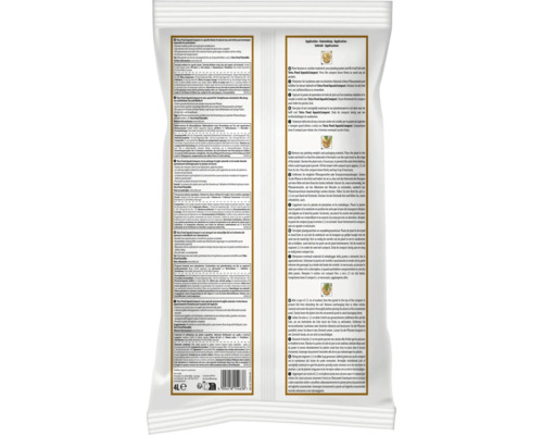 Rückseite der Verpackung Tetra Pond AquaticCompost mit Anwendungshinweisen in mehreren Sprachen, Tetra Logo und Barcode.