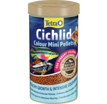 Fischfutter Tetra Cichlid Colour Mini Pellets für Buntbarsche mit natürlichen Inhaltsstoffen für gesundes Wachstum und intensive Färbung.