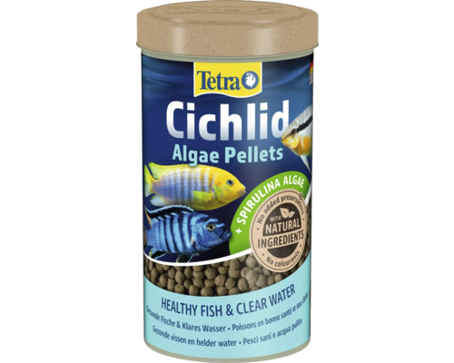 Tetra Cichlid Algae Pellets, Fischfutter für Cichliden mit Spirulina-Algen und natürlichen Inhaltsstoffen in einer Dose.