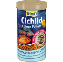 Tetra Logo auf Dose Cichlid Colour Pellets, Fischfutter für Buntbarsche, für intensive Farben und gesundes Wachstum, natürliche Inhaltsstoffe.