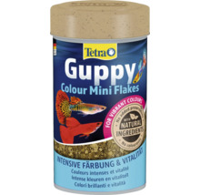 Tetra Logo, Tetra Guppy Colour Mini Flakes Fischfutter für Guppys für intensive Färbung und Vitalität, mit natürlichen Inhaltsstoffen.