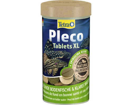 Tetra Pleco Tablets Extra Large Fischfutter Tabletten mit Spirulina-Algen und natürlichen Inhaltsstoffen für Bodenfische im Aquarium.