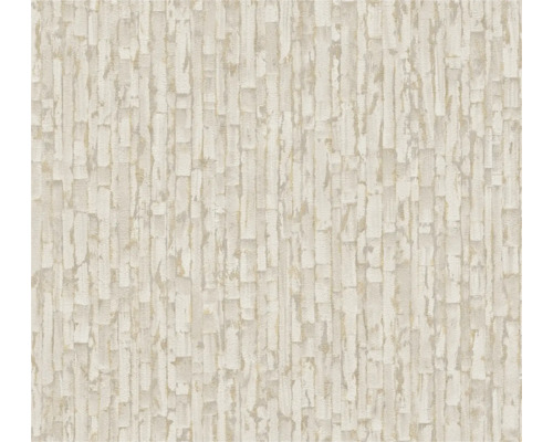 Vliestapete mit abstrakter, vertikaler Struktur in Beige.