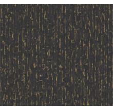 Strukturierte Tapete mit vertikalem abstraktem Muster in Schwarz und Gold.