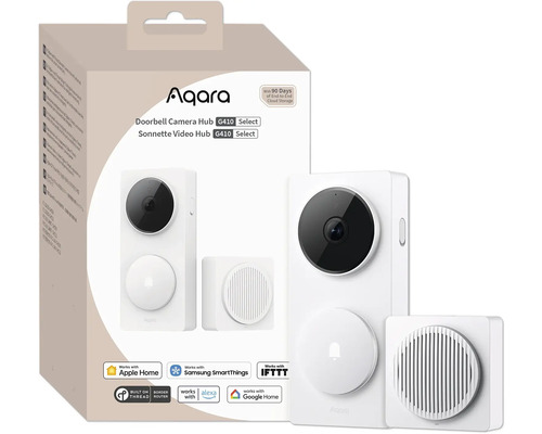 Aqara Türklingel-Kamera-Hub G410 weiß Aqara Doorbell Camera Hub G410 Select in Weiss mit Gong und Verpackung, kompatibel mit Apple Home, Google Home und Alexa.