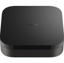 Aqara Hub M2 Smart Home Zentrale in Schwarz mit abgerundeten Ecken und Aqara Logo.