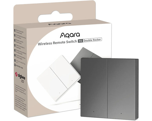 Aqara Wireless Remote Switch H1 Doppelwippe mit Verpackung, Zigbee zertifizierter smarter Fernschalter.