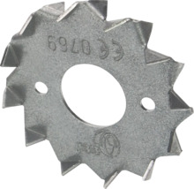 Fräsrädchen aus Metall mit gezahntem Rand und zentraler Öffnung.