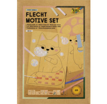 Folia Flechtmotive Set Waldtiere, DIN A4, 225 Teile mit 24 Motiven, Flechtstreifen und Flechtnadel für Kinder.
