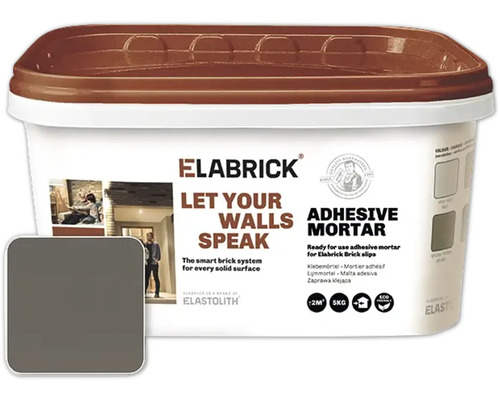 Elabrick gebrauchsfertiger Klebemörtel für Verblendsteine, 5 Kilogramm Eimer für circa 2 Quadratmeter.