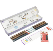 d-c-fix Klebefolien-Set mit drei Rollen Designfolie in Holzoptik und Anthrazit, inklusive Rakel, Cutter und Falt-Schablone.