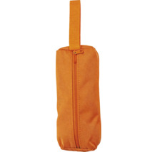 Orangefarbene Stofftasche mit Reißverschluss und Trageschlaufe für Werkzeug oder Zubehör.